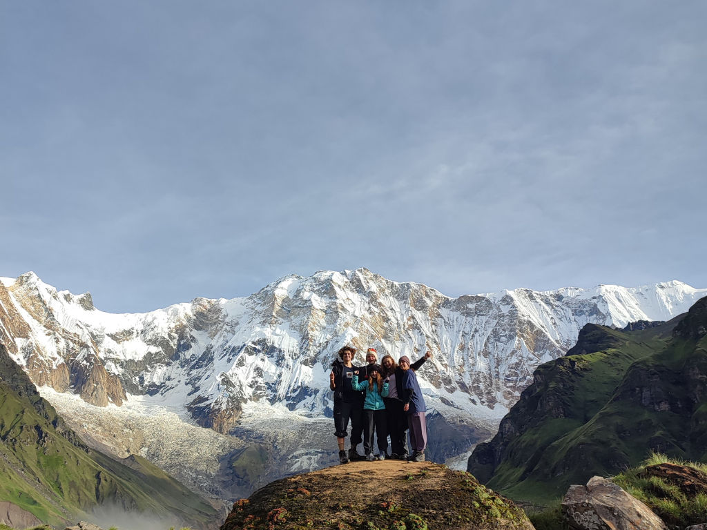 students on the rock