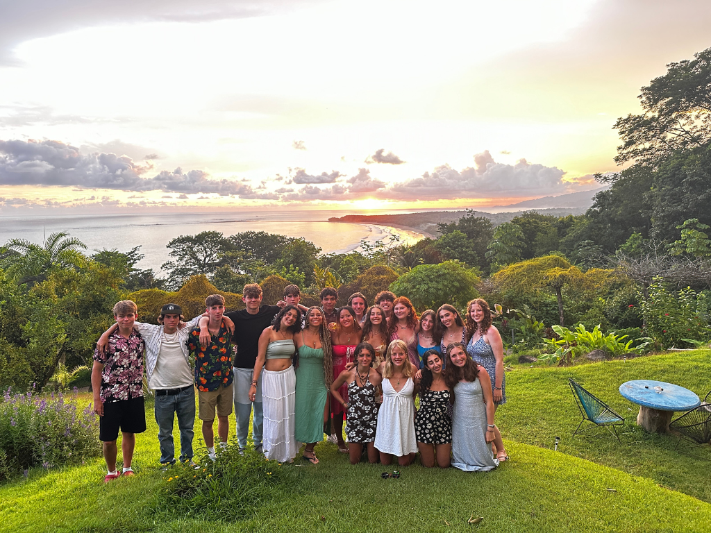 students at final dinner in costa rica lia