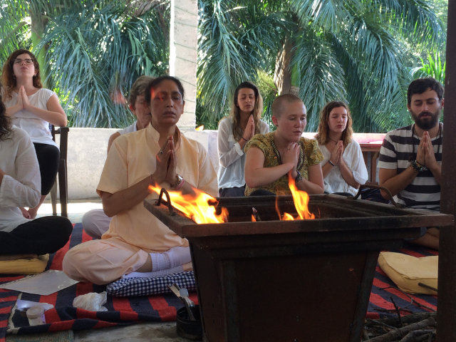 India_participating in spirituality practices and yoga