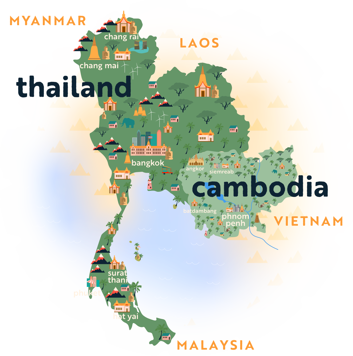 Global Routes Thailand and Cambodia Map