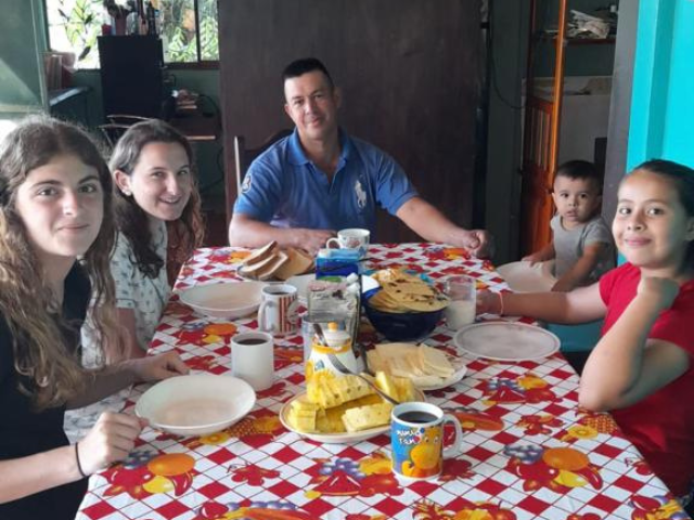 at table with host family