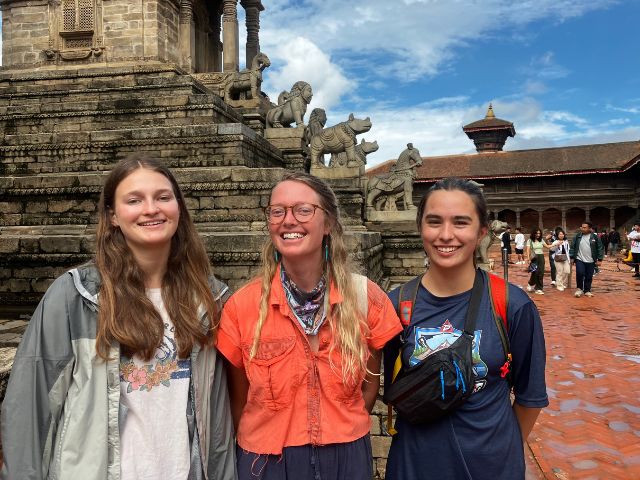 students orange shirt memorial temple nepal