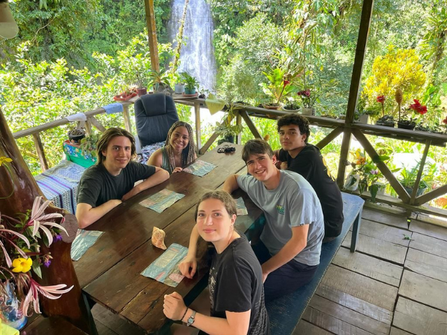 students playing games at bench