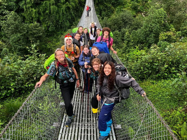 bridge students trek hike