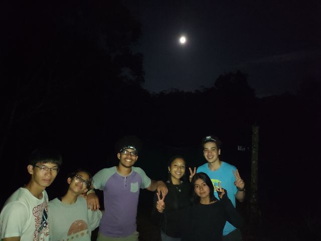 Students on a night hike in Ecuador
