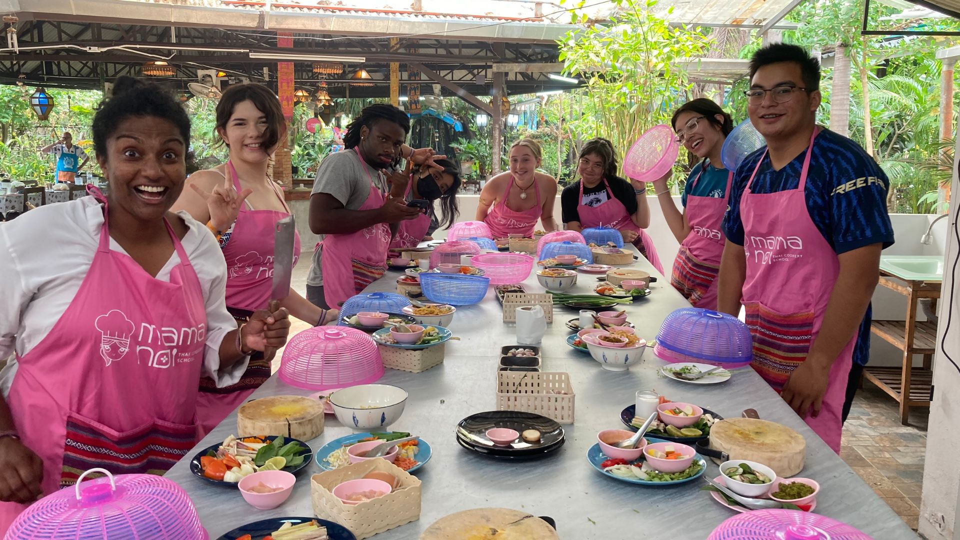 In a Cambodian cooking class